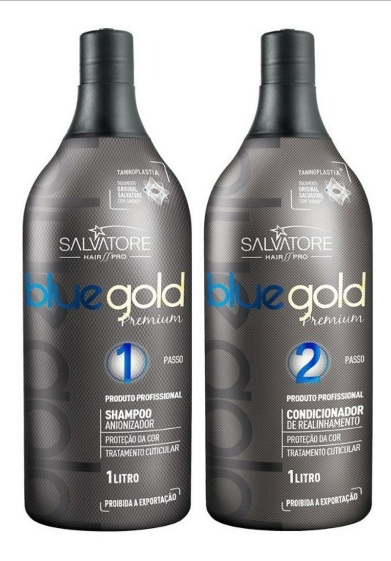 SALVATORE BLUE GOLD PREMIUM TANINOPLASTIA KIT DE TRATAMIENTO DE PELO 2 X 1000ml / 33fl.oz