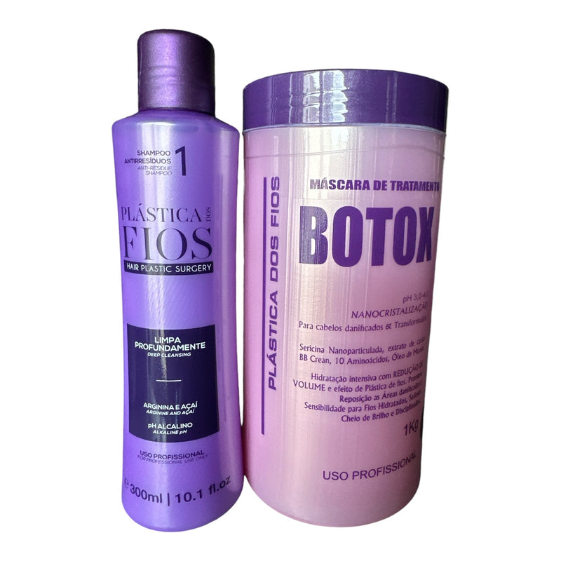 Plastica dos Fios Anti Residue Shampoo Hair Btox Damaged Hair Recovering Kit