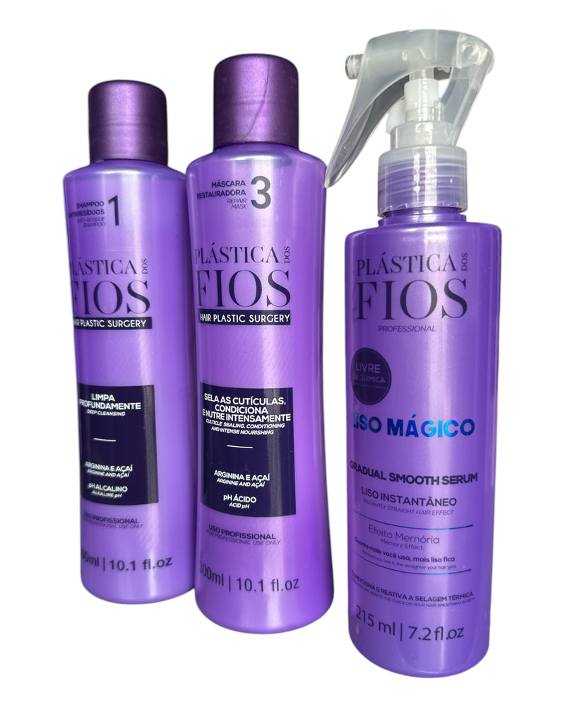 Cadiveu Plastica Dos Fios Sexy Hair Set. Detox Shampoo,Conditioner and Magic Fluid